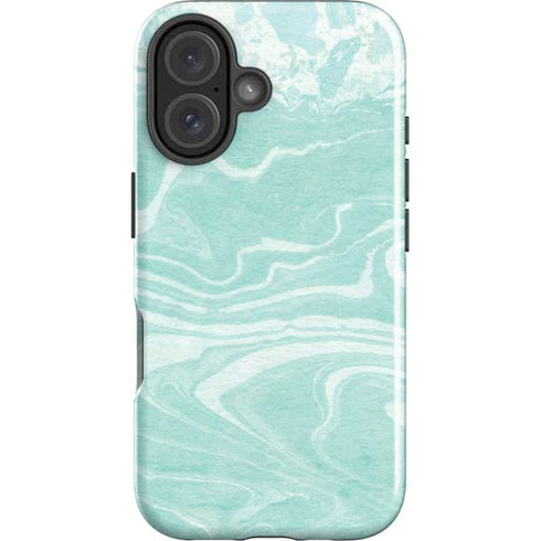 Mint Marbling iPhone 16 Plus Impact Case